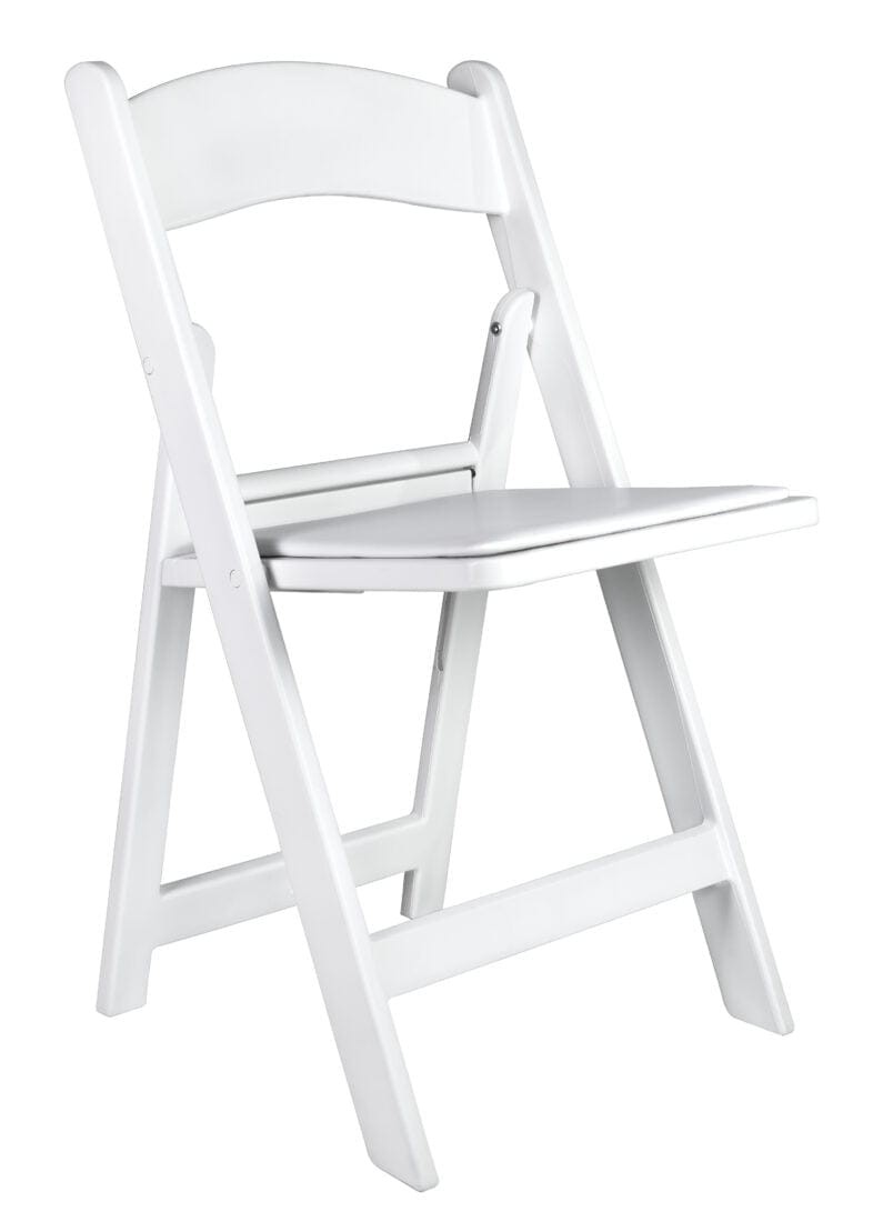 White SuperResin™ Folding Chair with Stainless Steel Hardware by Chivari
