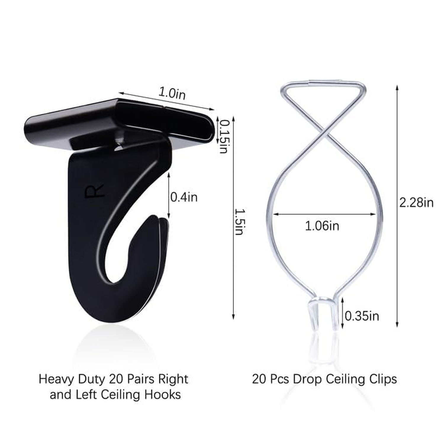 40 Drop Ceiling Hooks for Classrooms & Offices, Black Heavy Duty Ceiling Hook...