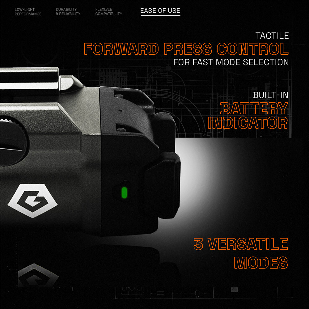 GRITR Compact Weapon Light w/ Tungsten Finish for Pistols & Rifles