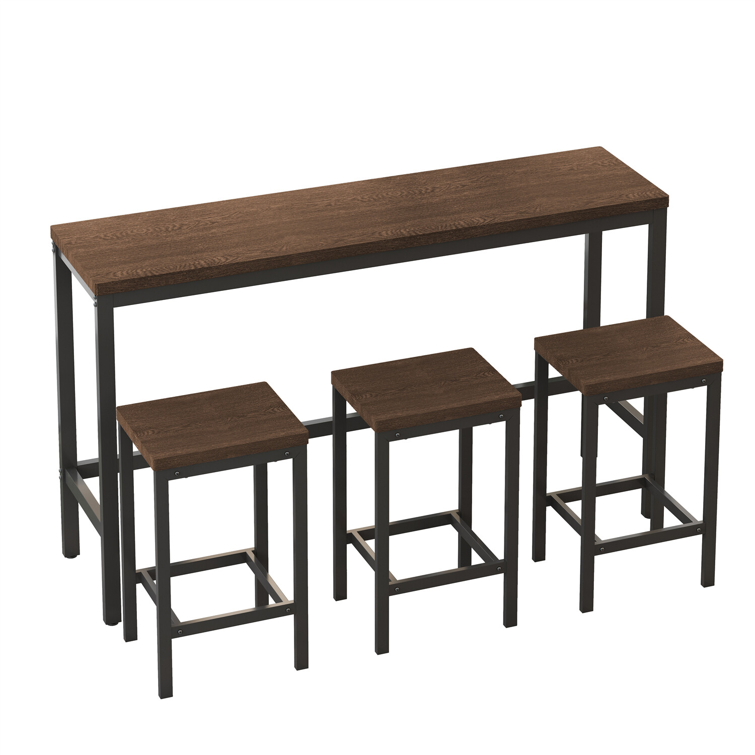 4 Piece Dining Table Set Table with 3 Stools Kitchen Breakfast Furniture US