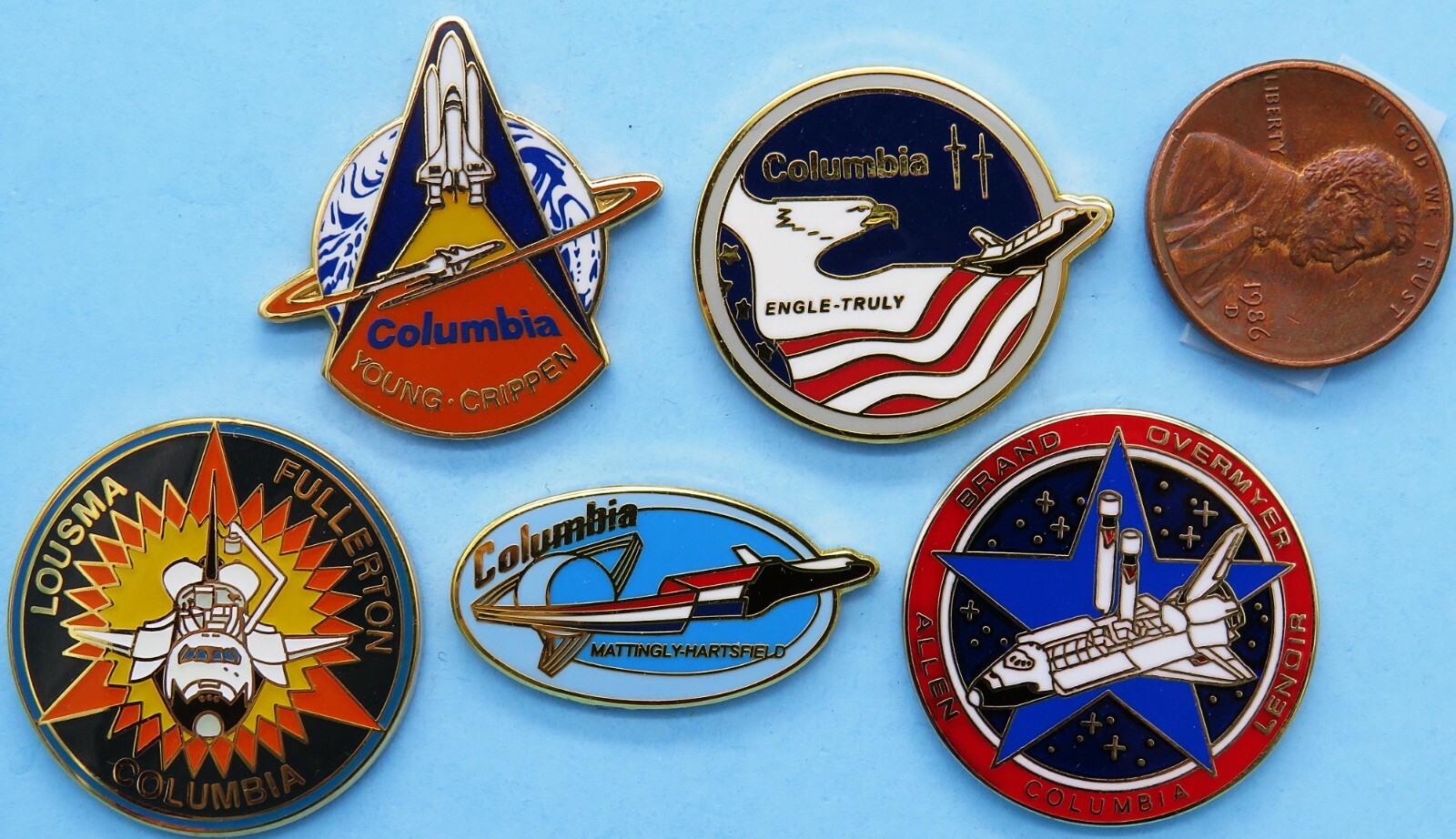 NASA Winco PIN LOT of 5 - Space Shuttle STS-1 STS-2 STS-3 STS-4 STS-5 Columbia