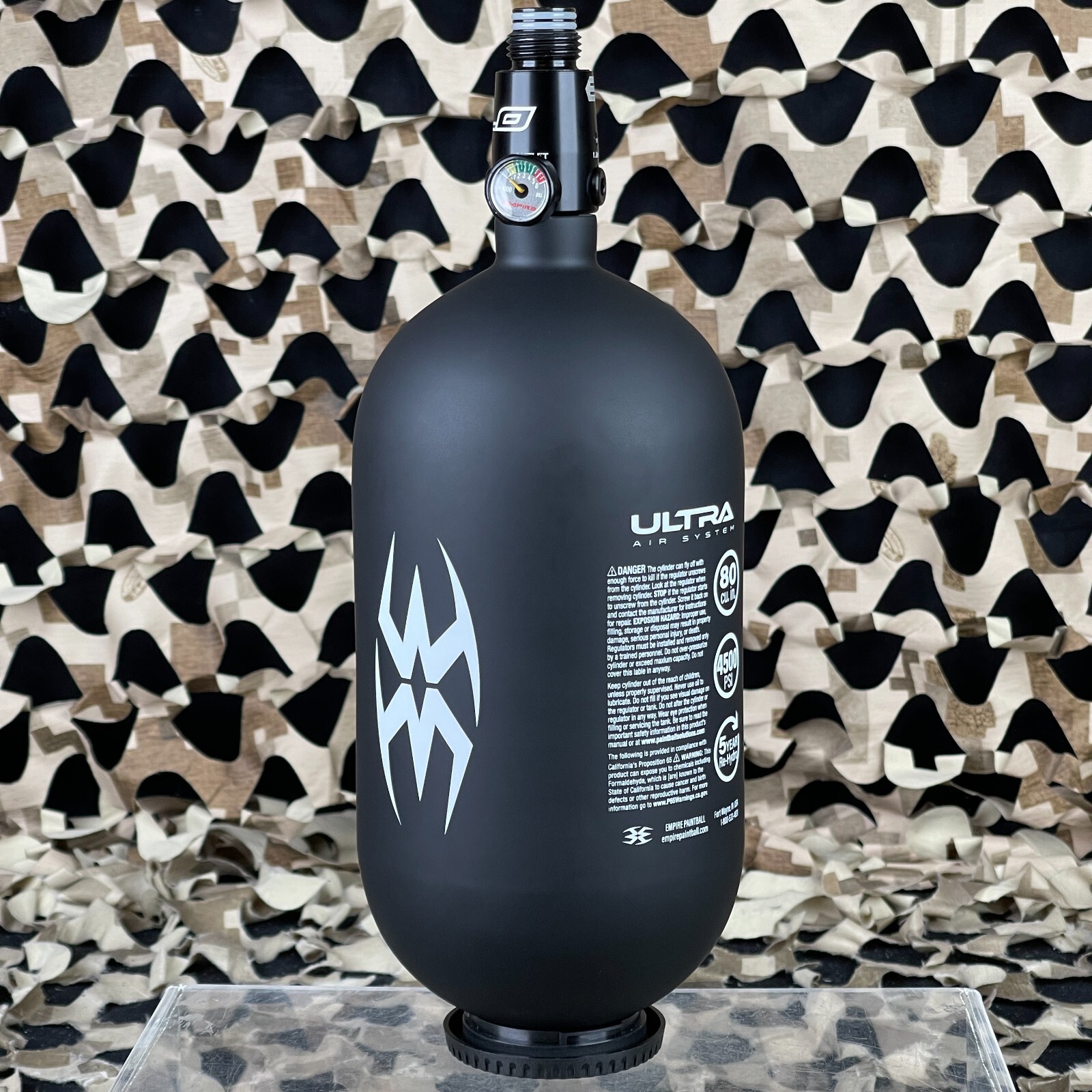 NEW Empire Ultra Carbon Fiber Air Tank w/ FLO Regulator - Black/White - 80/4500