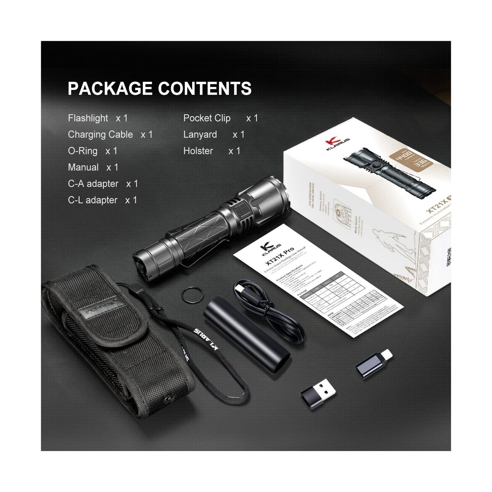 4400 Lumens Rechargeable Advanced Tactical Flashlight