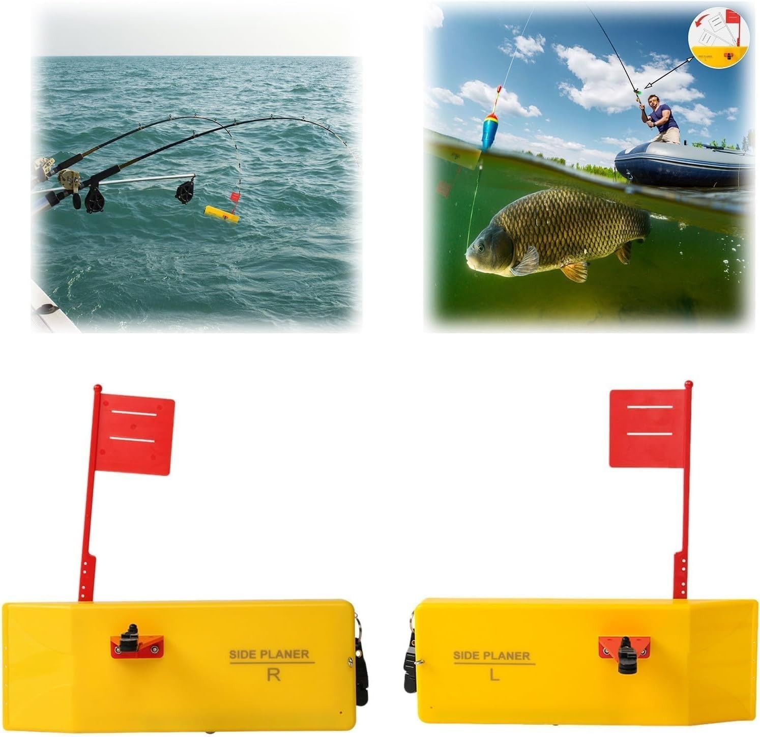 Side panel fishing tool, quick lock release, coastal and offshore trolling
