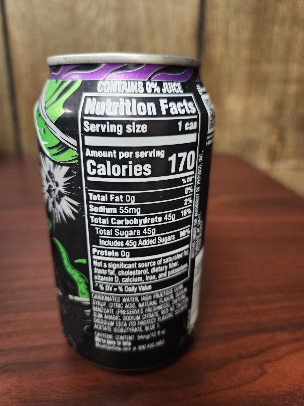 Unopened Mountain Dew Pitch Black 12 ounce can