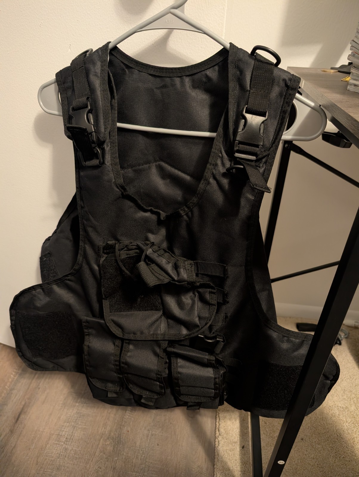 Black Chest Rig Tactical Vest With Plate Carrier, One Size Fits All
