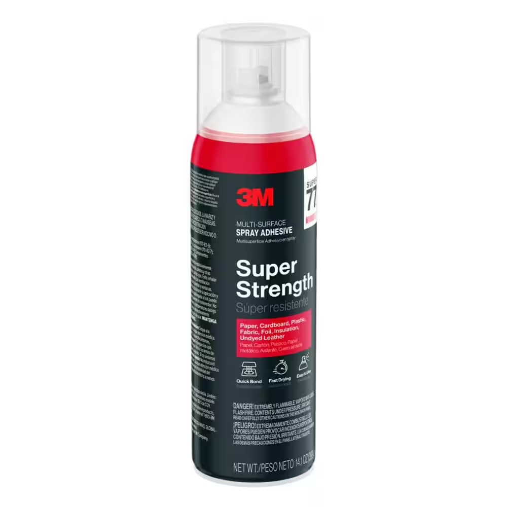 3M Super 77 Multi-Surface Spray Adhesive, 14.1 Oz., Low VOC, Quick Bond, Fast Dr