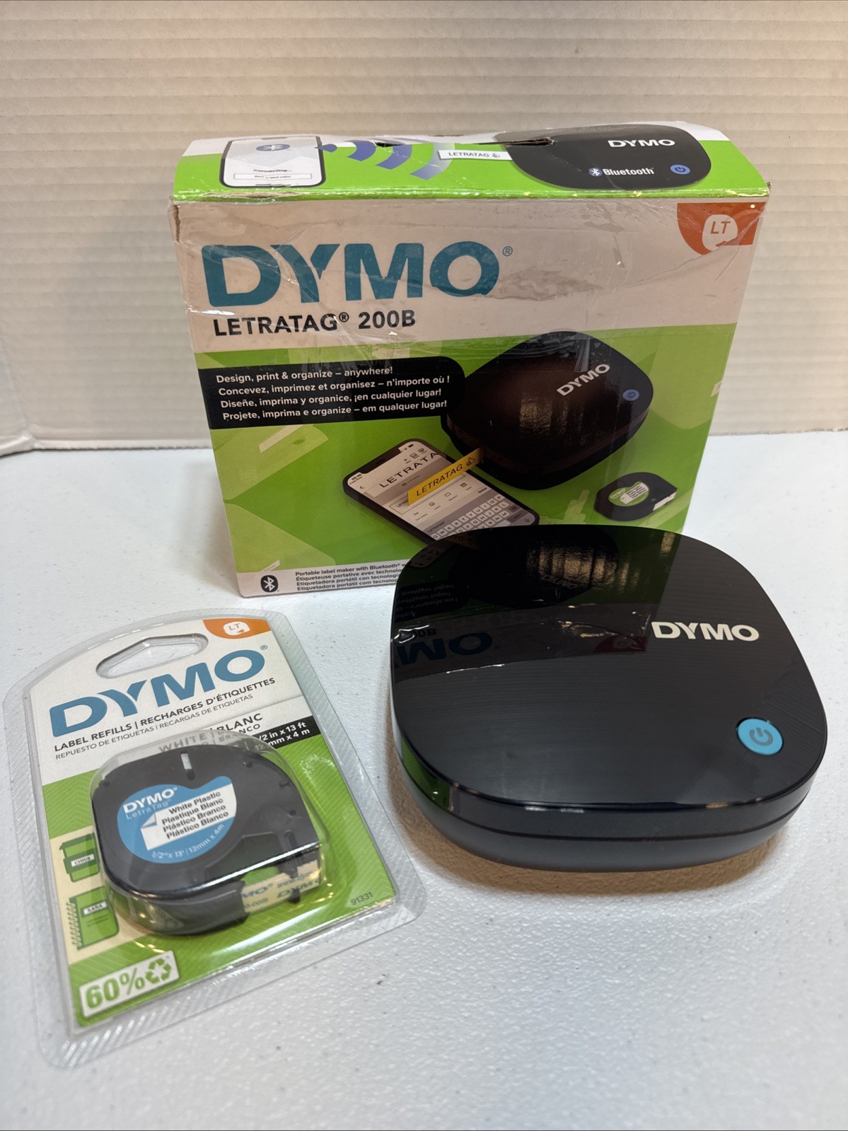 Dymo Bluetooth Compact Wireless Label Maker LetraTag 200B with Extra Refill