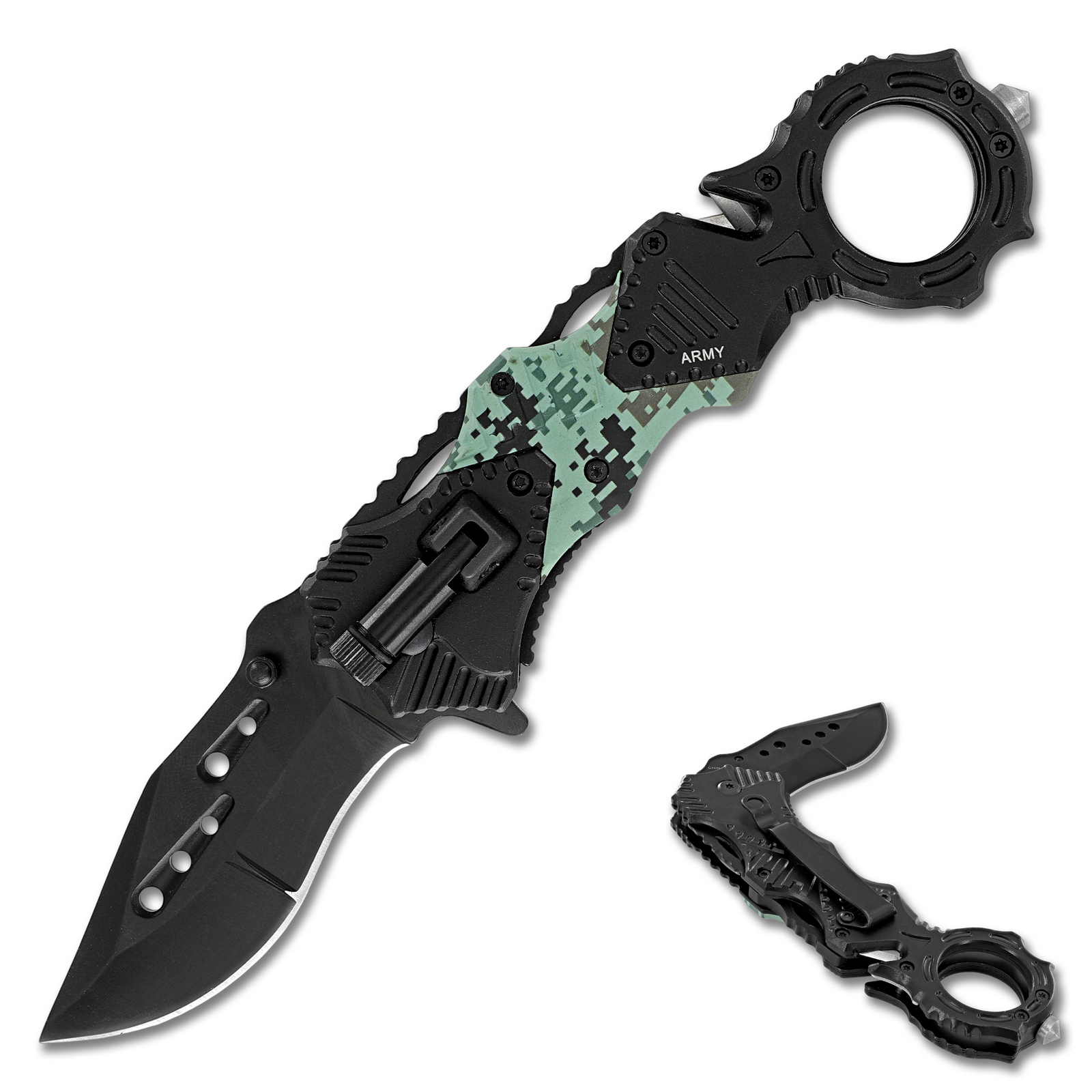 Floodlight Tactical Knife | DOD Warrior Green Digi-Camo -Emergency Military Tool