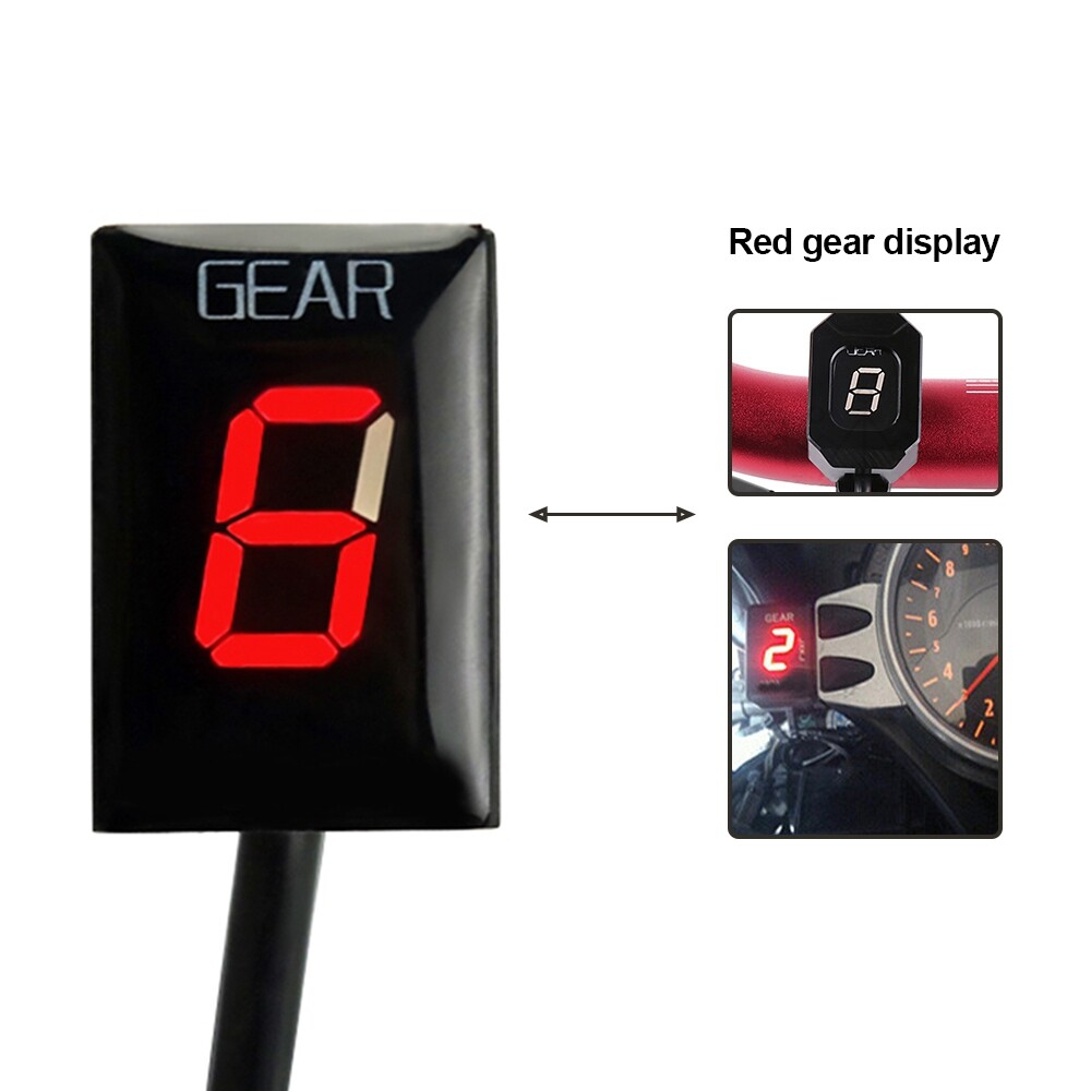 6-Speed Motorcycle Speed Gear Indicator LED Digital Display Red for Yamaha EFI