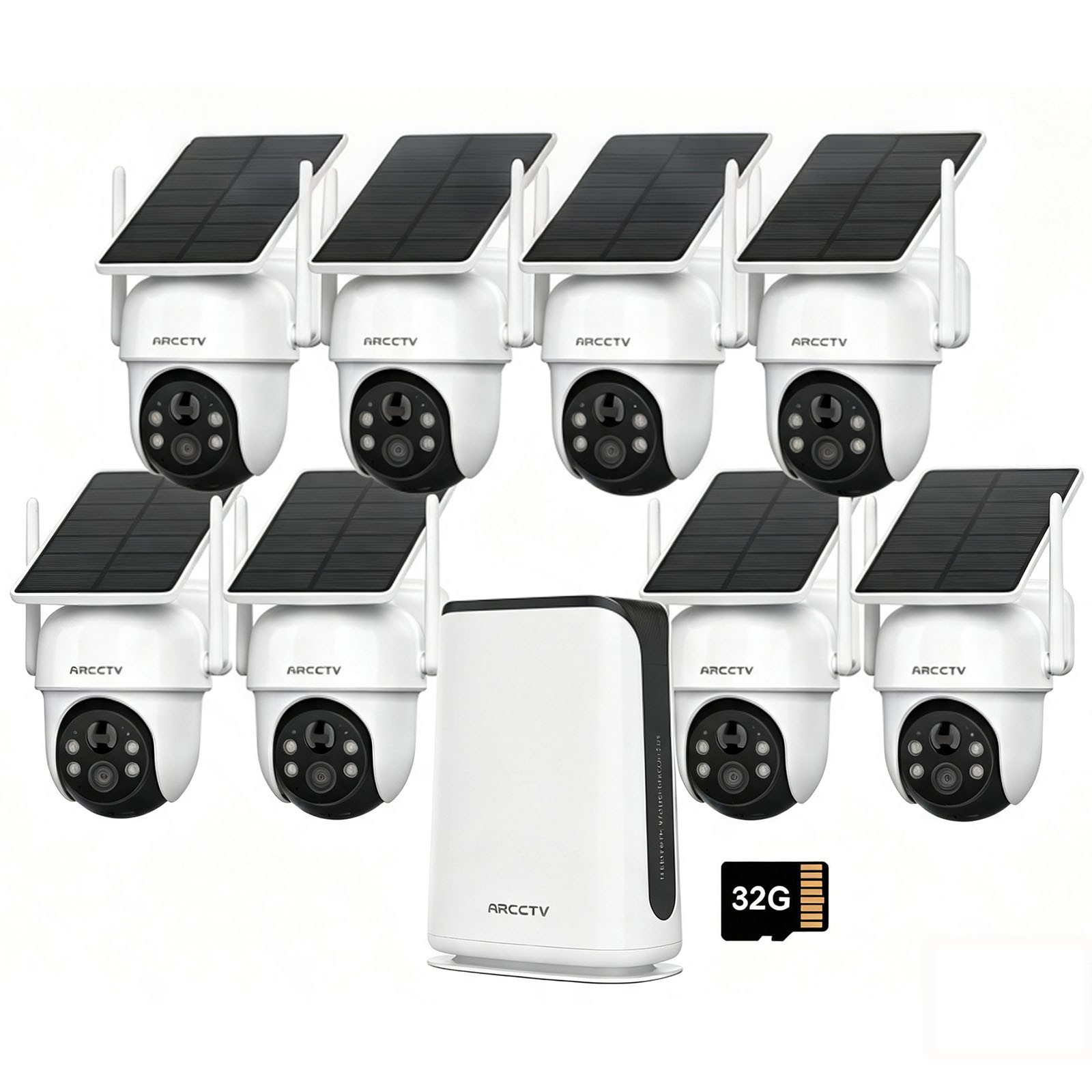 Solar Security Camera System Outdoor Wireless PTZ Color Night Vision PIR Motion