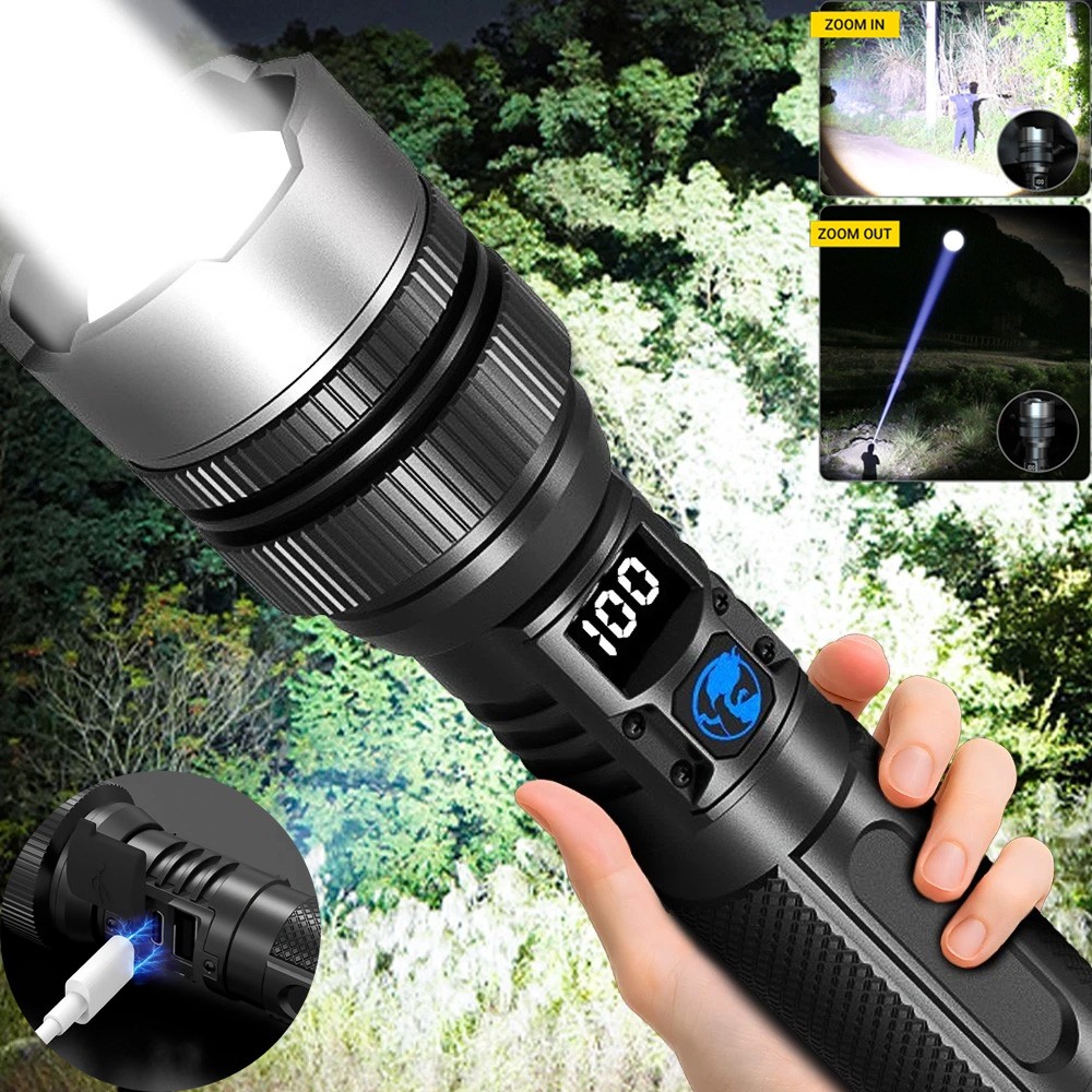 99000000 Lumen Super Bright LED Tactical Flashlight Rechargeable LED Work Lights