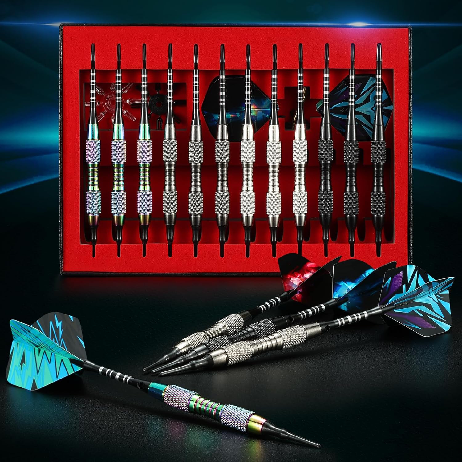 Soft Tip Darts Set with Gift Box Dart Case Professional Darts Plastic Tip with 1