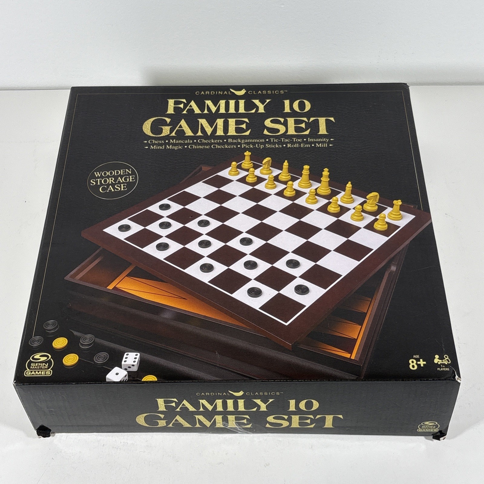 Cardinal Family 10 Games Set Wooden Box Storage Case COMPLETE