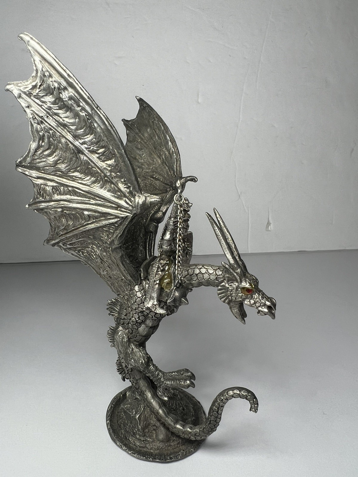 Gallo Pewter Dragon Knight Rider Warrior Flail Mace Figurine #7795+Necklace JPI