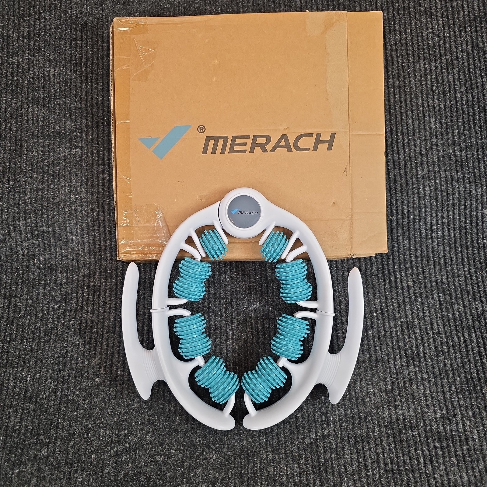 MERACH 2507 Manual Push Pull Roller Deep Tissue Massage Tool Ring, Green, NEW