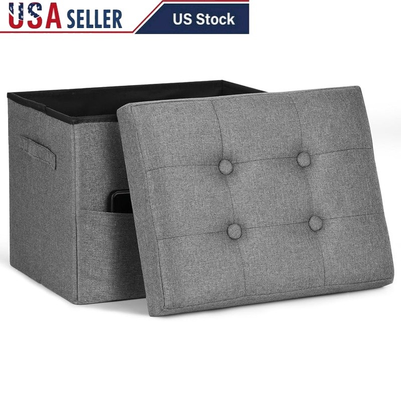 Square Storage Ottoman Footstool Durable Bench W/ Hidden Compartment Foam New