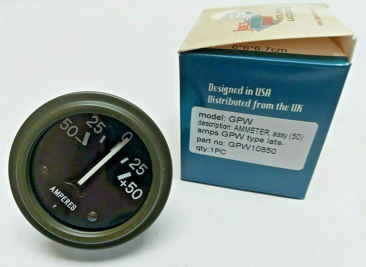 WWII Military Ford GPW ✅(A8186-GPW-L) Ammeter Gauge, "F" Marked, 6v or 12v, G503