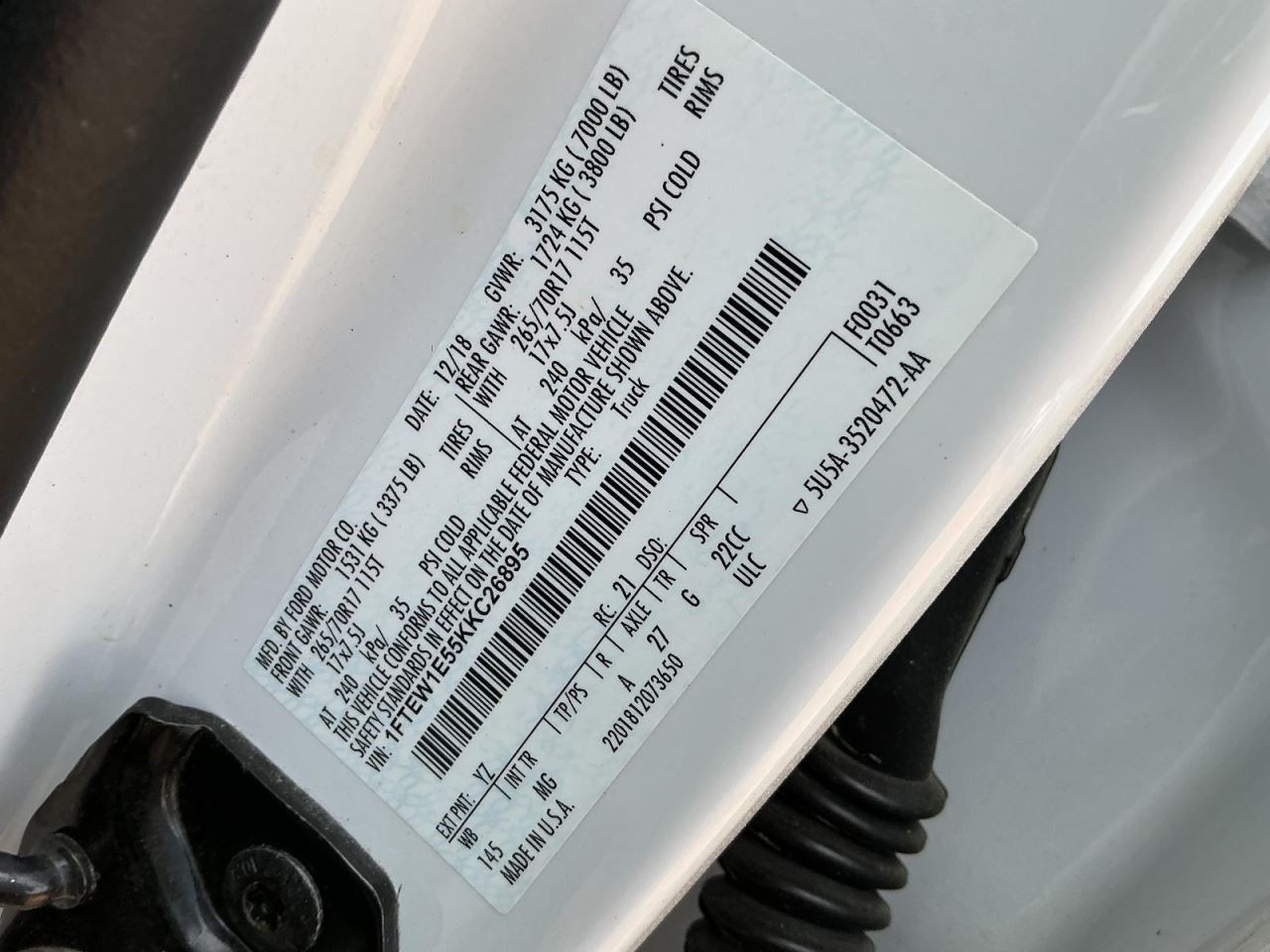 F150 2019 Glove Box 5007262