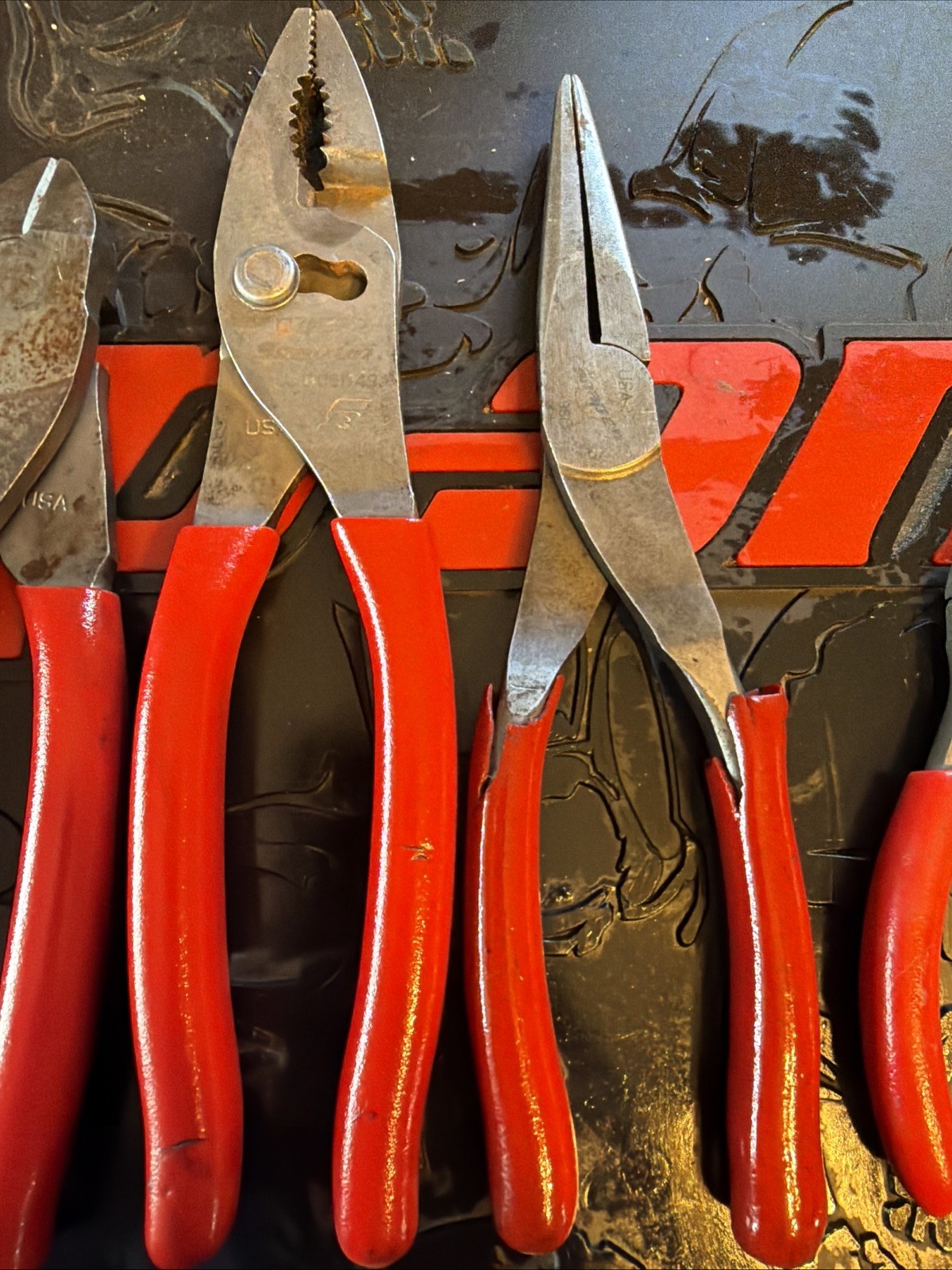 Snap On 6pc Pliers Set Red Side Cuts Needle Nose Pliers Extra Long