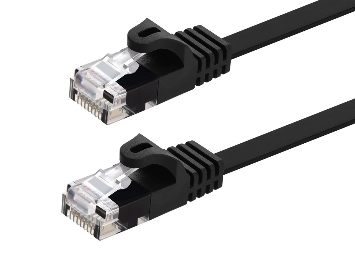 5ft Cat6 Ethernet Patch Cable - Black, Flat, Snagless RJ45, 30AWG - 2 PACK