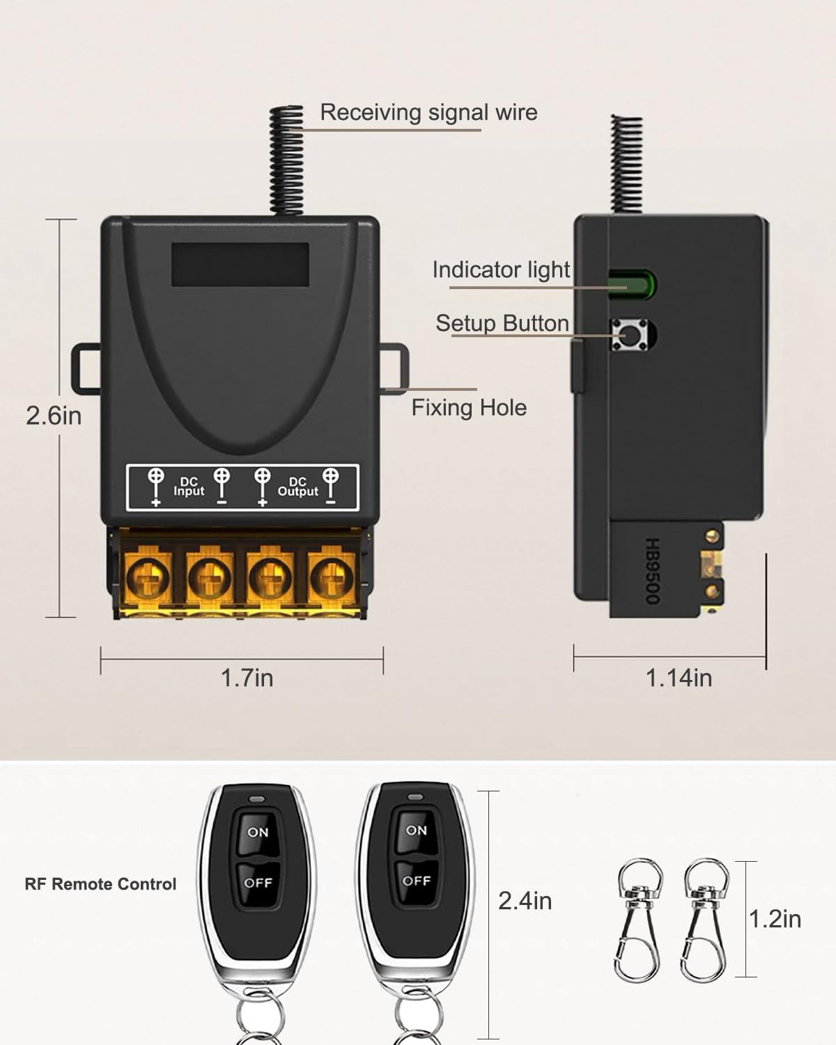 30A 12V Wireless Remote Control Switch Kit - Heavy Duty Relay with 2 Remotes