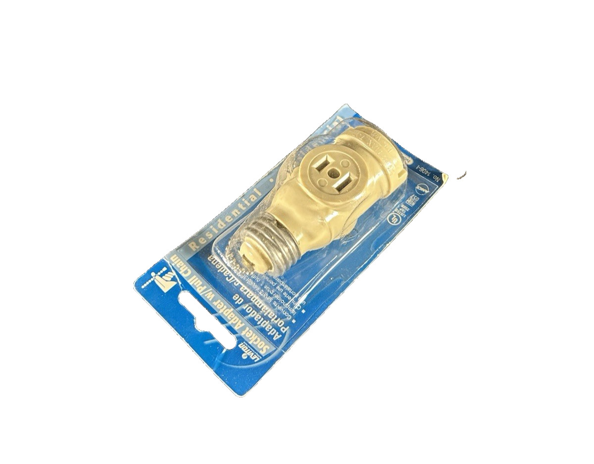 🔥Leviton 1406-I Polarized Lamp Holder Adapter w/ Pull Chain & 2 Outl ~ 10 Units