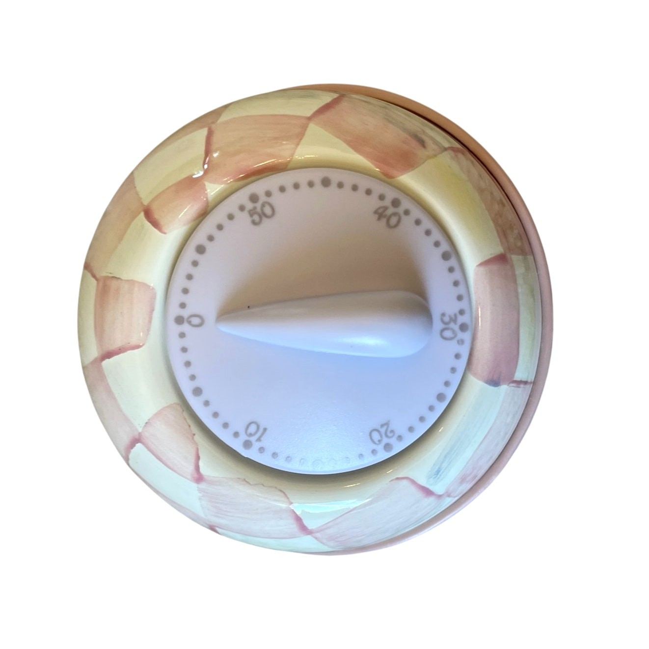 Mackenzie-Childs Rosy Check Kitchen Timer Pink & White NEW