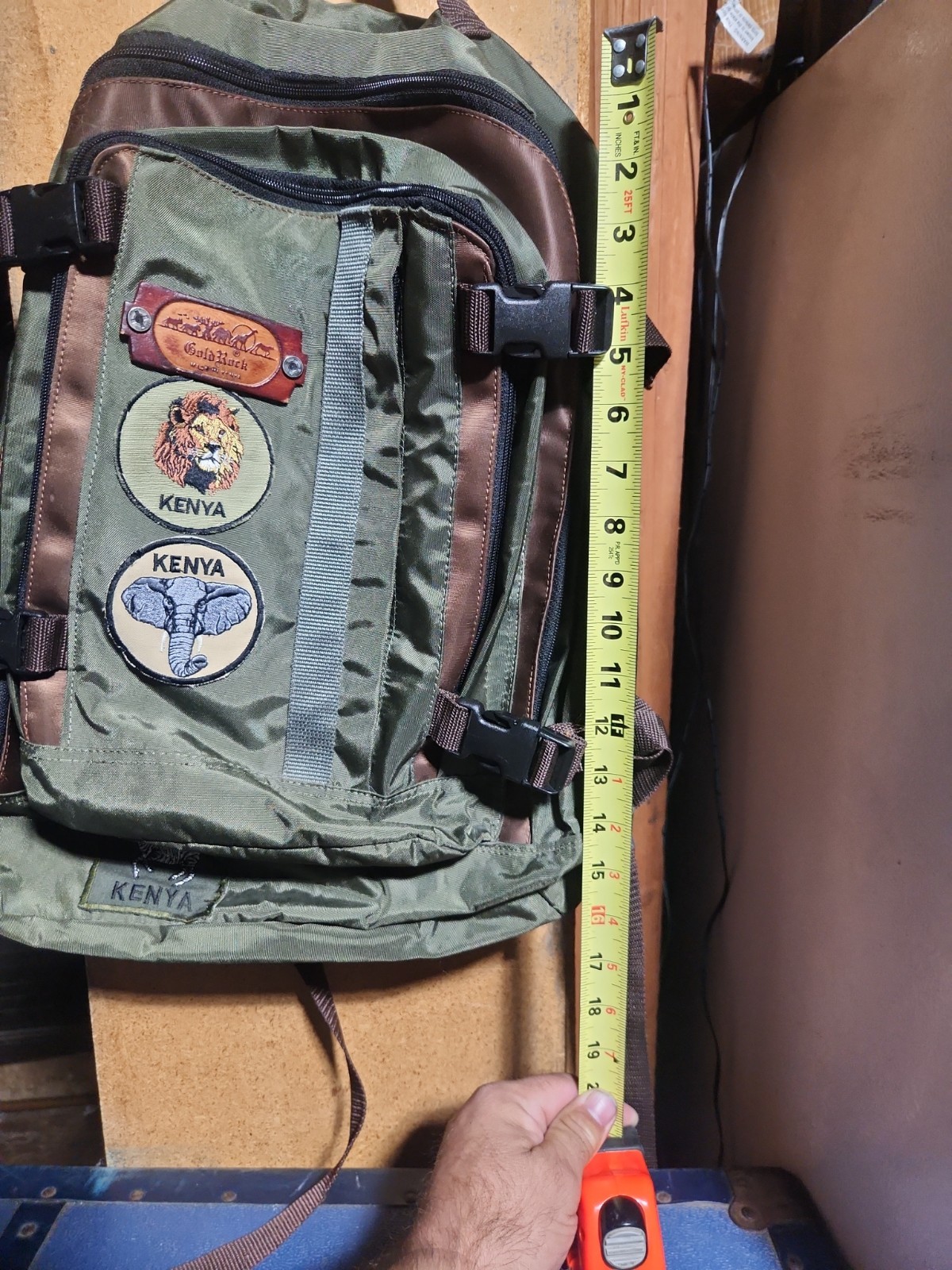 Green Padded Backpack With Kenya Patches