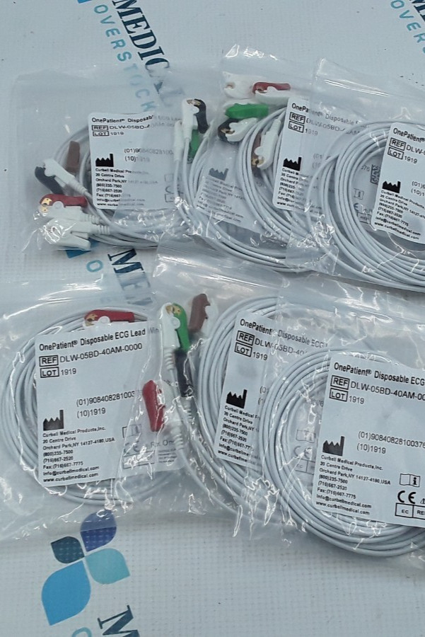 Curbell medical OnePatient Disp ECG Lead Wire REF DLW-05BD-40AM-0000 Lot of 7