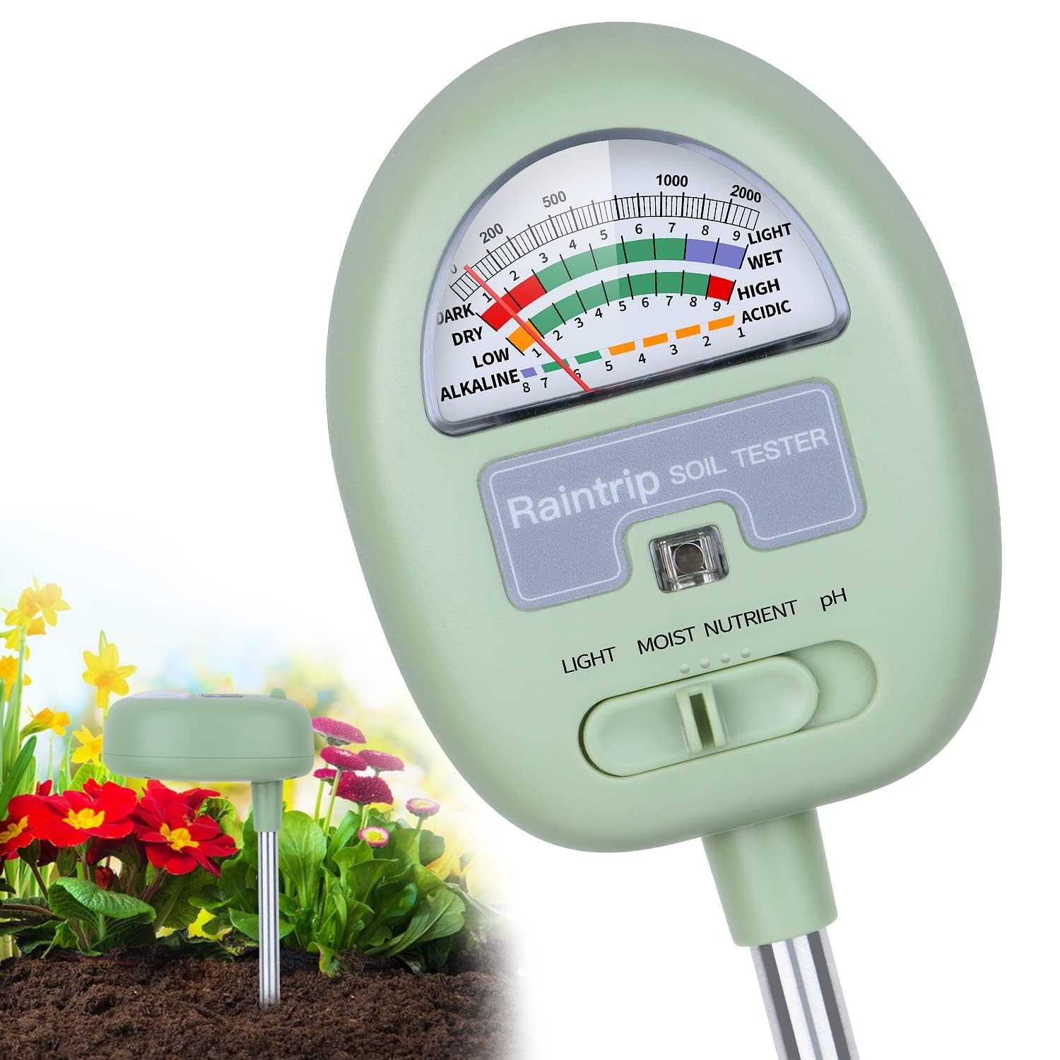 Soil Moisture Meter,4-in-1 Soil Ph Meter, Soil Tester for Moisture, Light,Nutrie