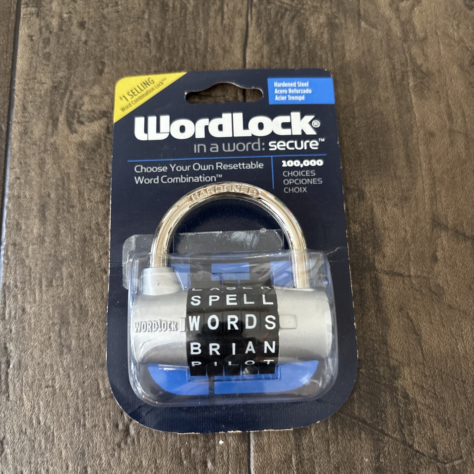 WordLock PL-003-SL Resettable Word Combination Padlock 2.5in Hardened Steel