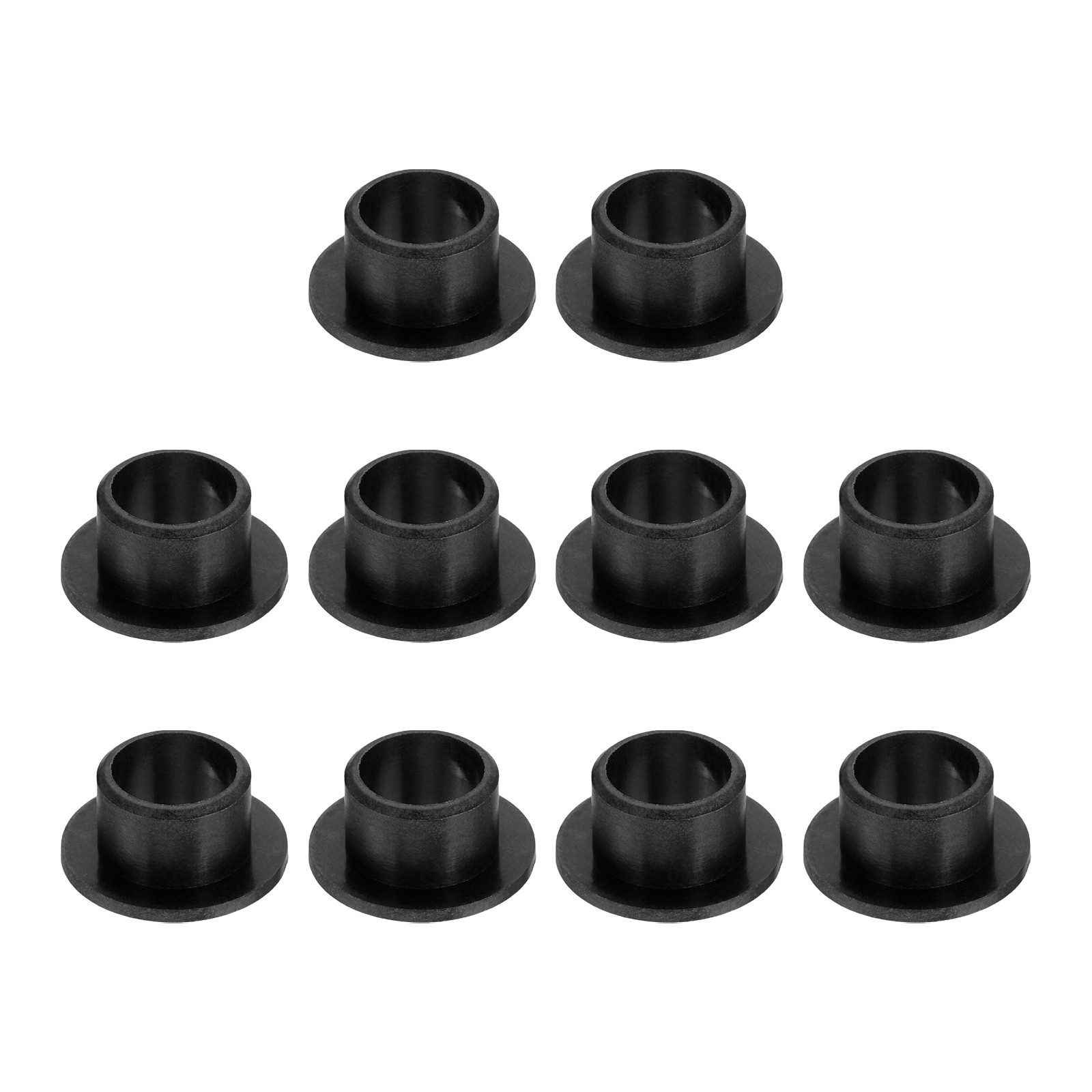10Pcs, Flanged Sleeve Bearing ID 8mmxOD 10mmxLength 7mm POM Bushing Black
