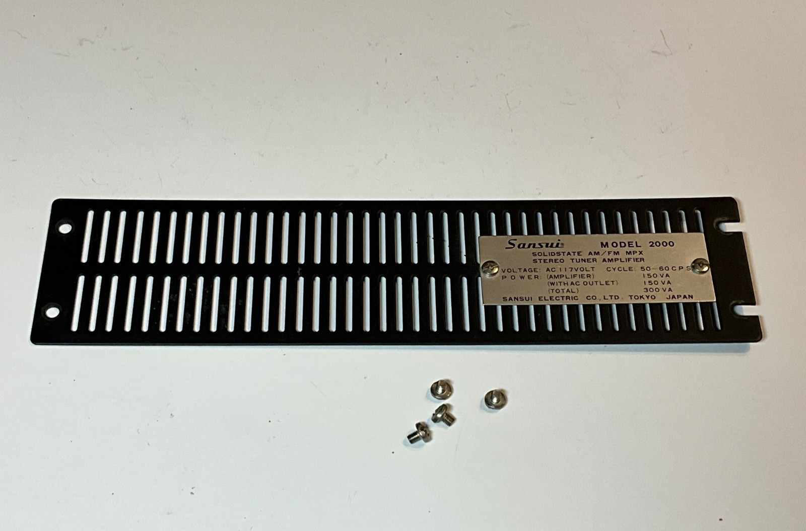 Sansui Model 2000 Receiver Back Vent Plate with Screws - SHIPPING INCLUDED