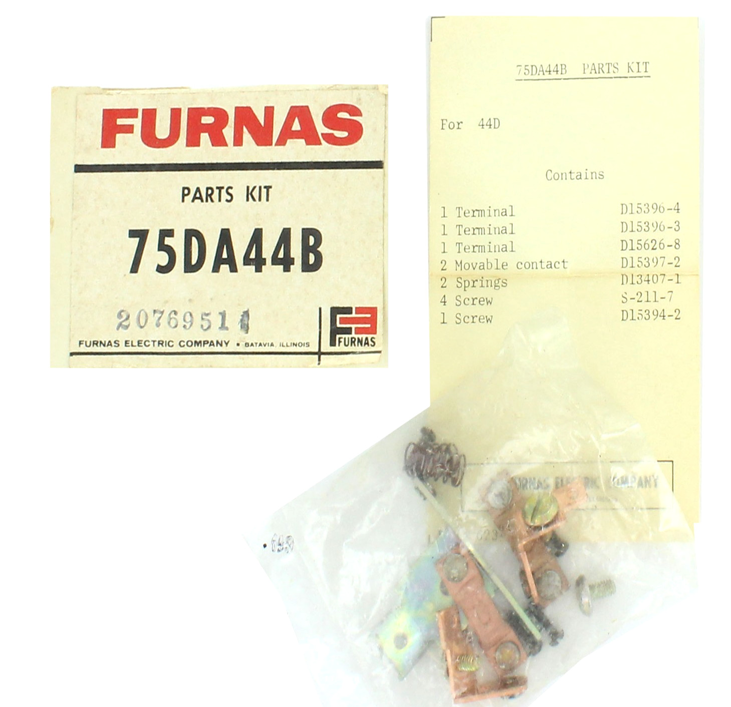 FURNAS 75DA44B CONTACT KIT FOR 44DA REVERSING CONTACTORS