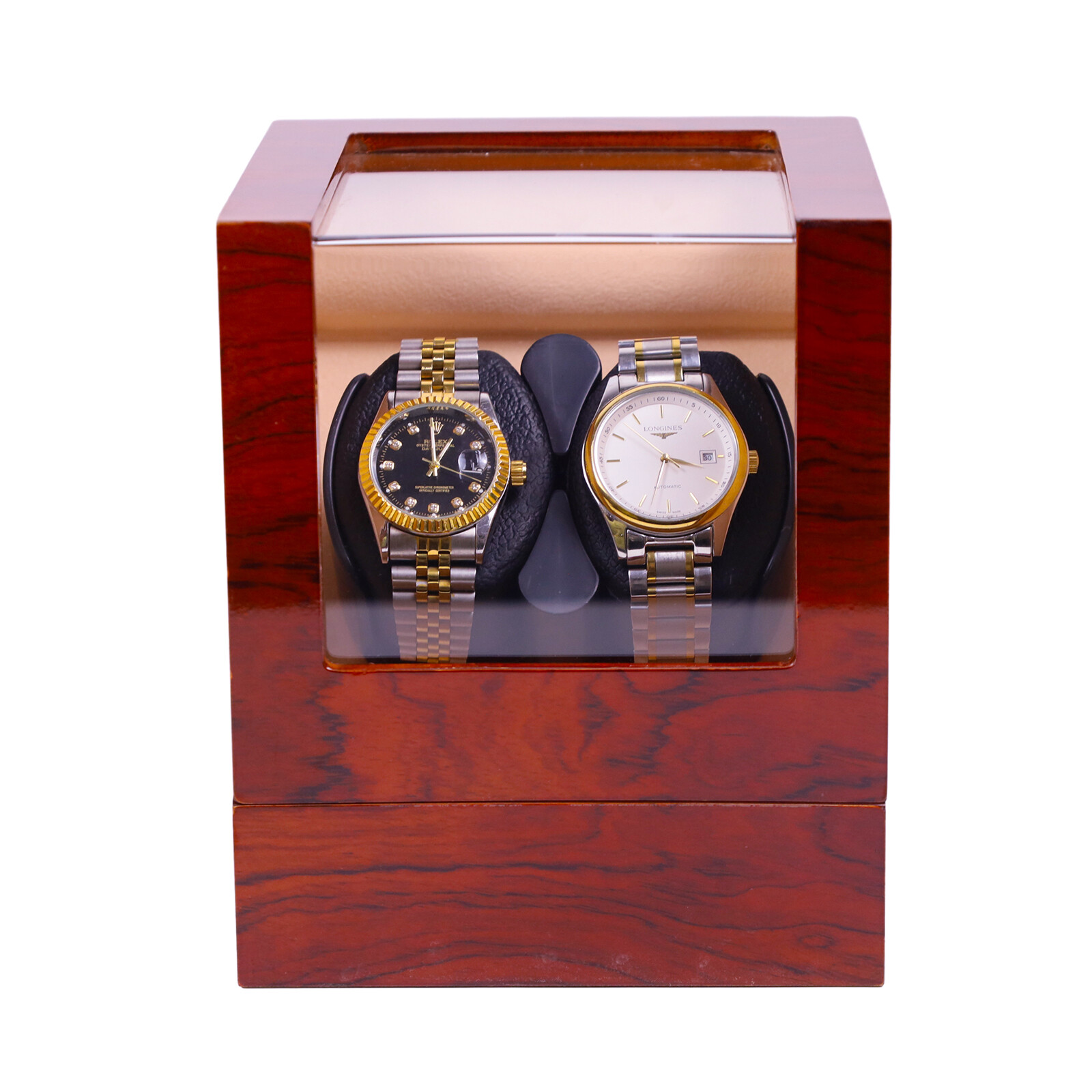 Wooden Automatic Dual Watch Winder Storage Display Case Box Silent Motor Gift US