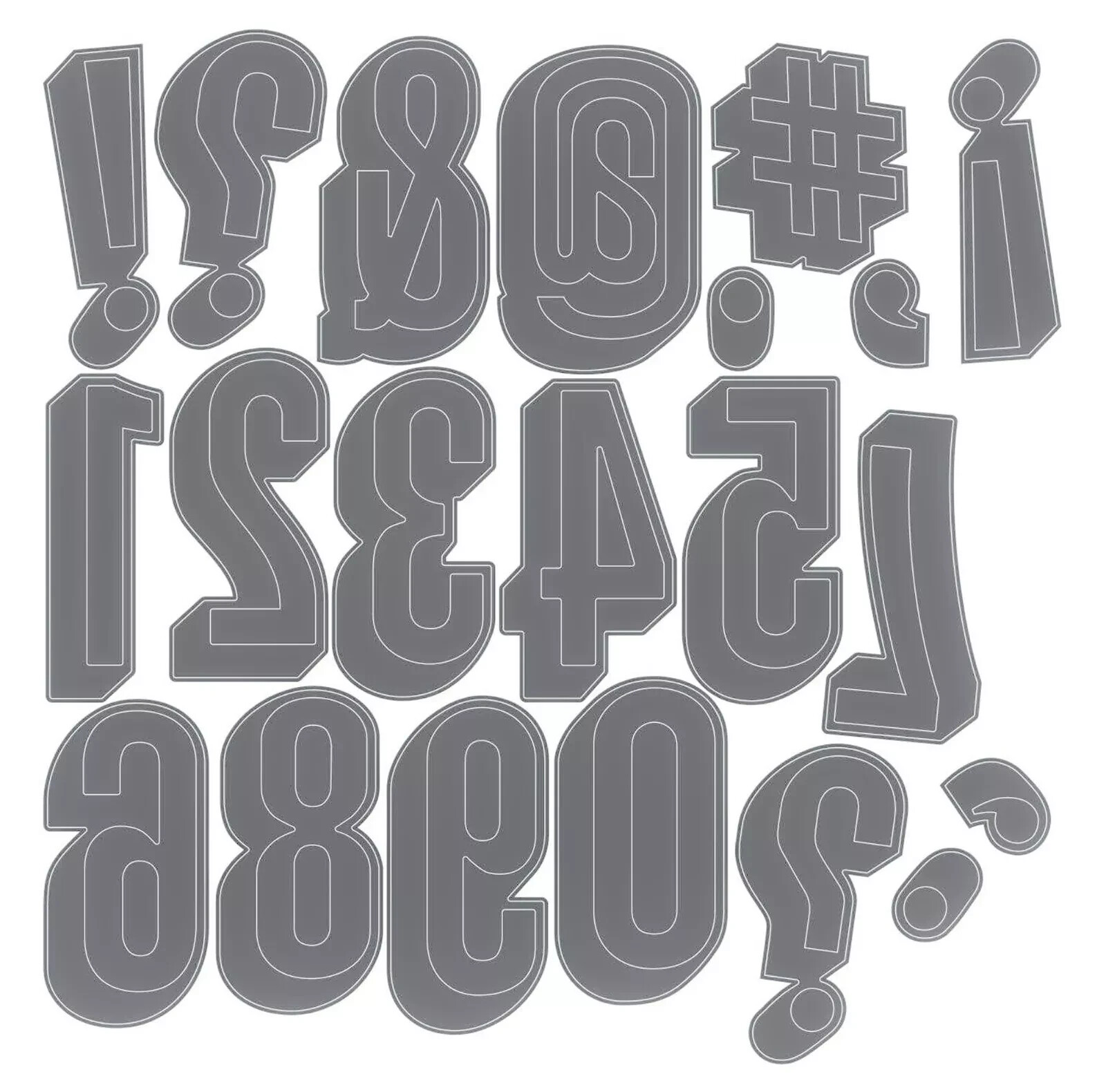 Sizzix Thinlits Tim Holtz Alphanumeric Shadow Numbers Cutting Dies 664808 New