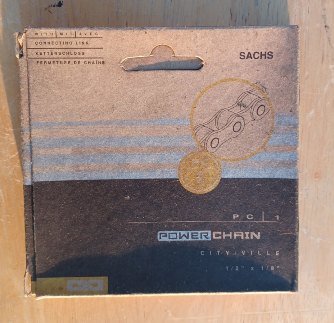 NOS SACHS PC-1 Bicycle Chain Single or 3-Speed or Internal Hub 1/2" X 1/8" Black
