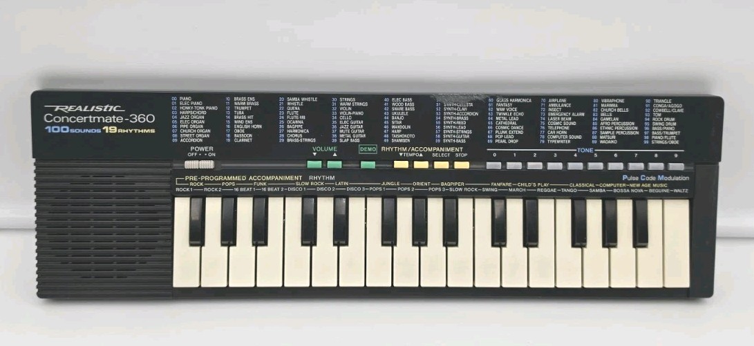 Realistic CONCERTMATE-360 Vintage Radio Shack Keyboard Tested & Working