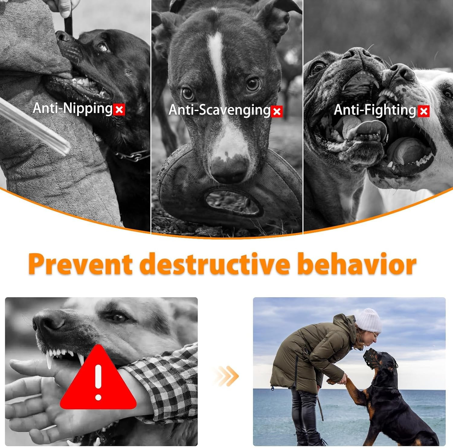 Pitbull Muzzle for Large Medium Sized Dogs to Prevent Biting Scavenging, Basket