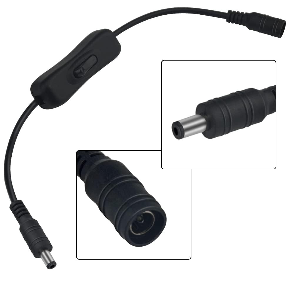 Gebildet 5pcs 12V LED Strip Light Inline On/Off Switch Cable DC Jack 30cm