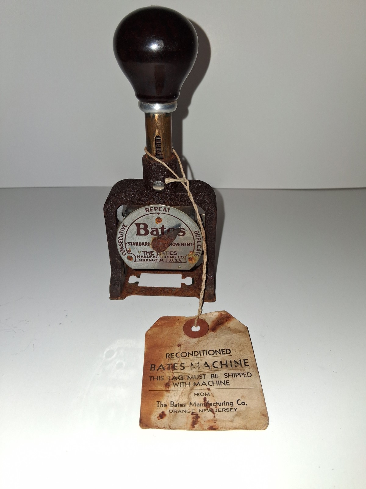 VTG Bates Numbering Machine 6 Wheels Style E Stamp Made In USA Brown
