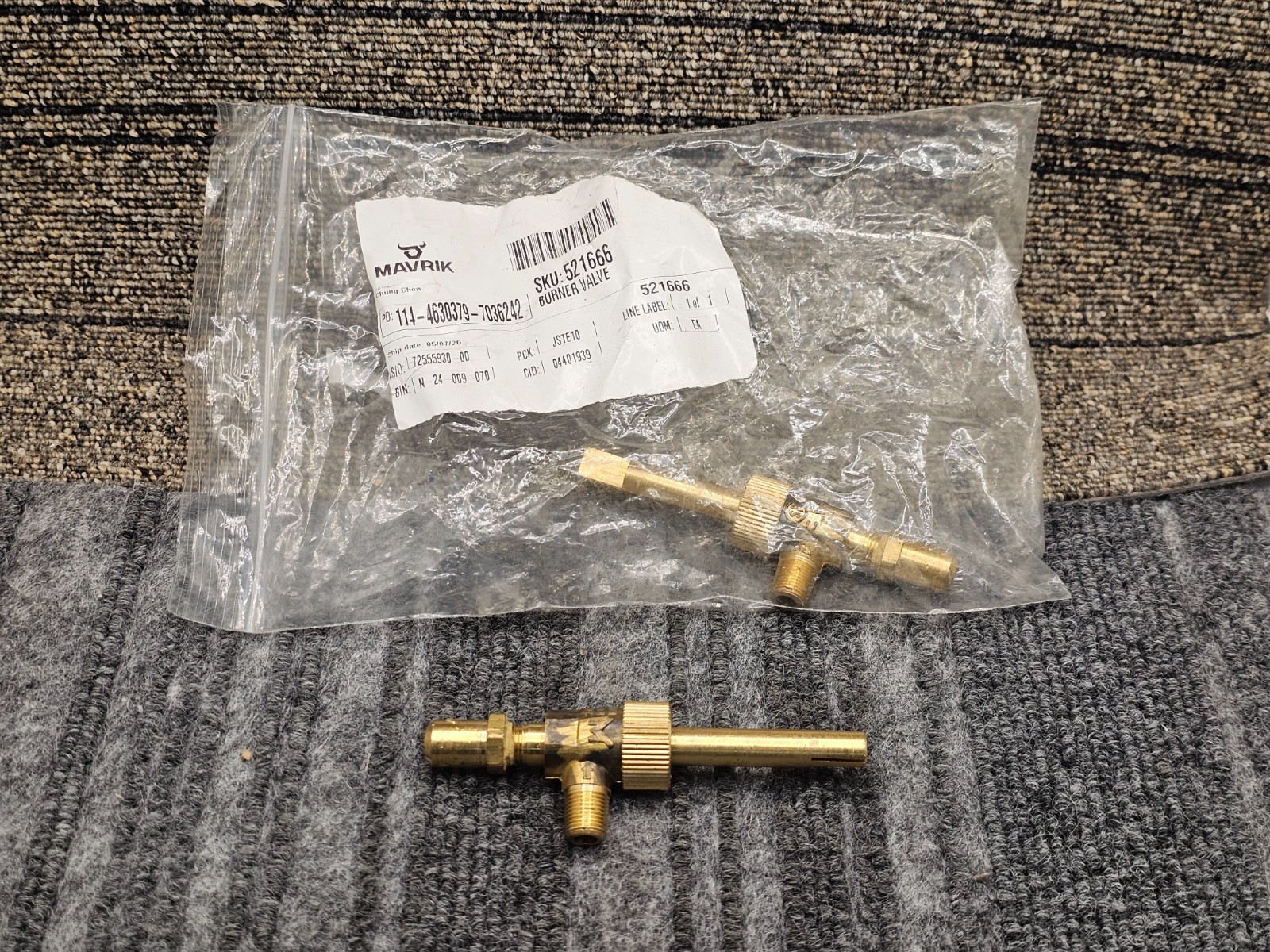 (QTY 2) Mavrik 521666 Replacement Gas Top Burner Valves Male Threaded Connection