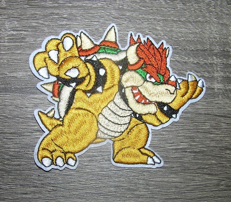Bowser Character Super Mario Game Series Embroidered Iron On Patch 3.75" x 3"