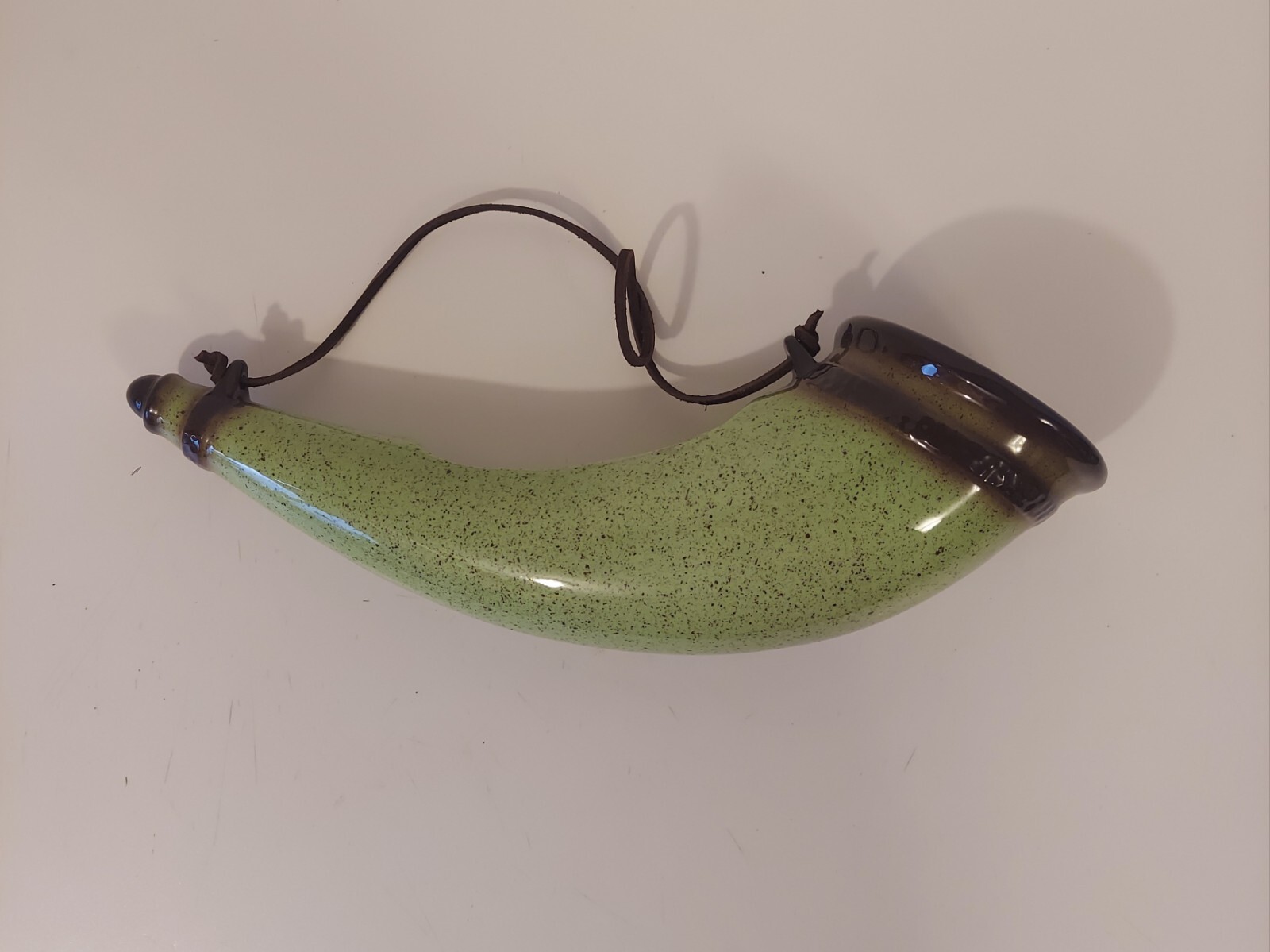Marston Pottery Green Powder Horn Wall Pocket