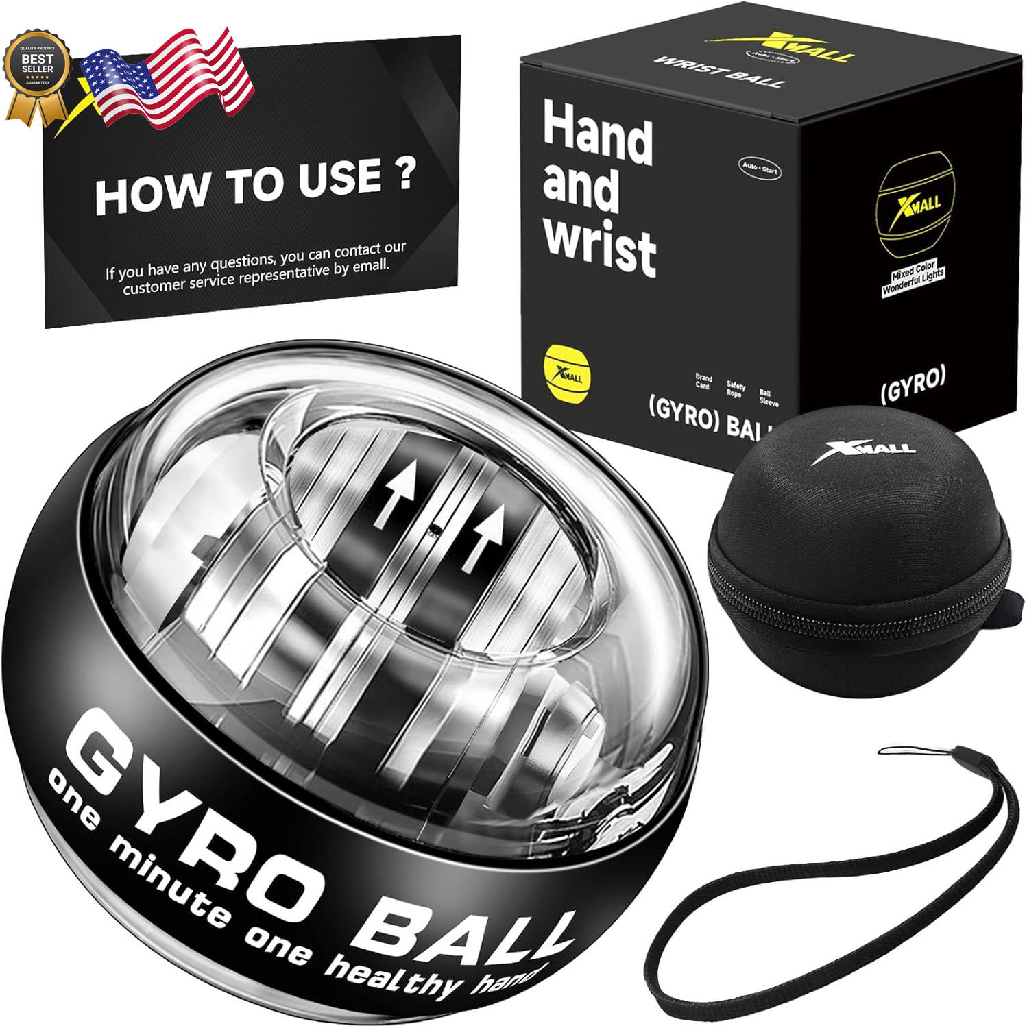 Wrist Power Gyro Ball Hand Forearm Strengthener Wrist Trainer Auto-Start Colorfu