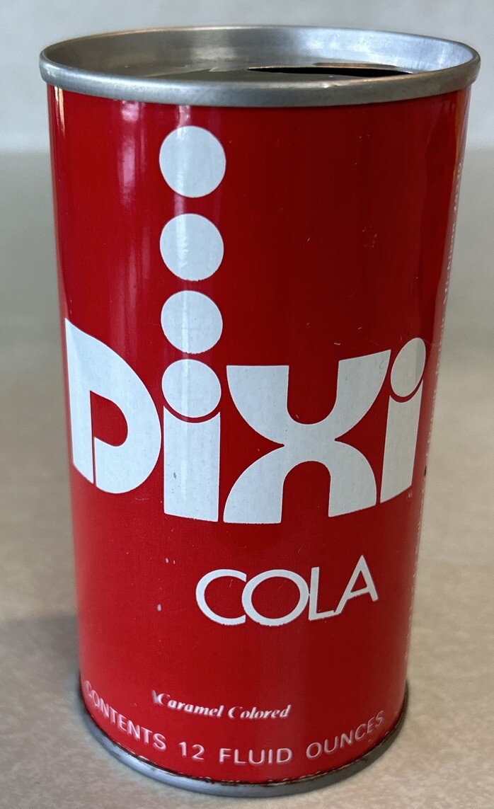 Vintage DIXI COLA Caramel Colored 12Oz. Red Steel Flat Top Can