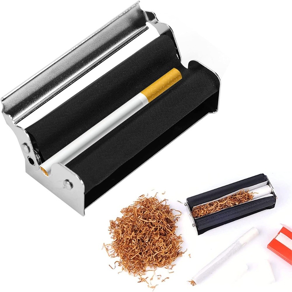 1 x 70mm Manual Cigarette Roller Metal Cigarette Rolling Machine with Lid Gift