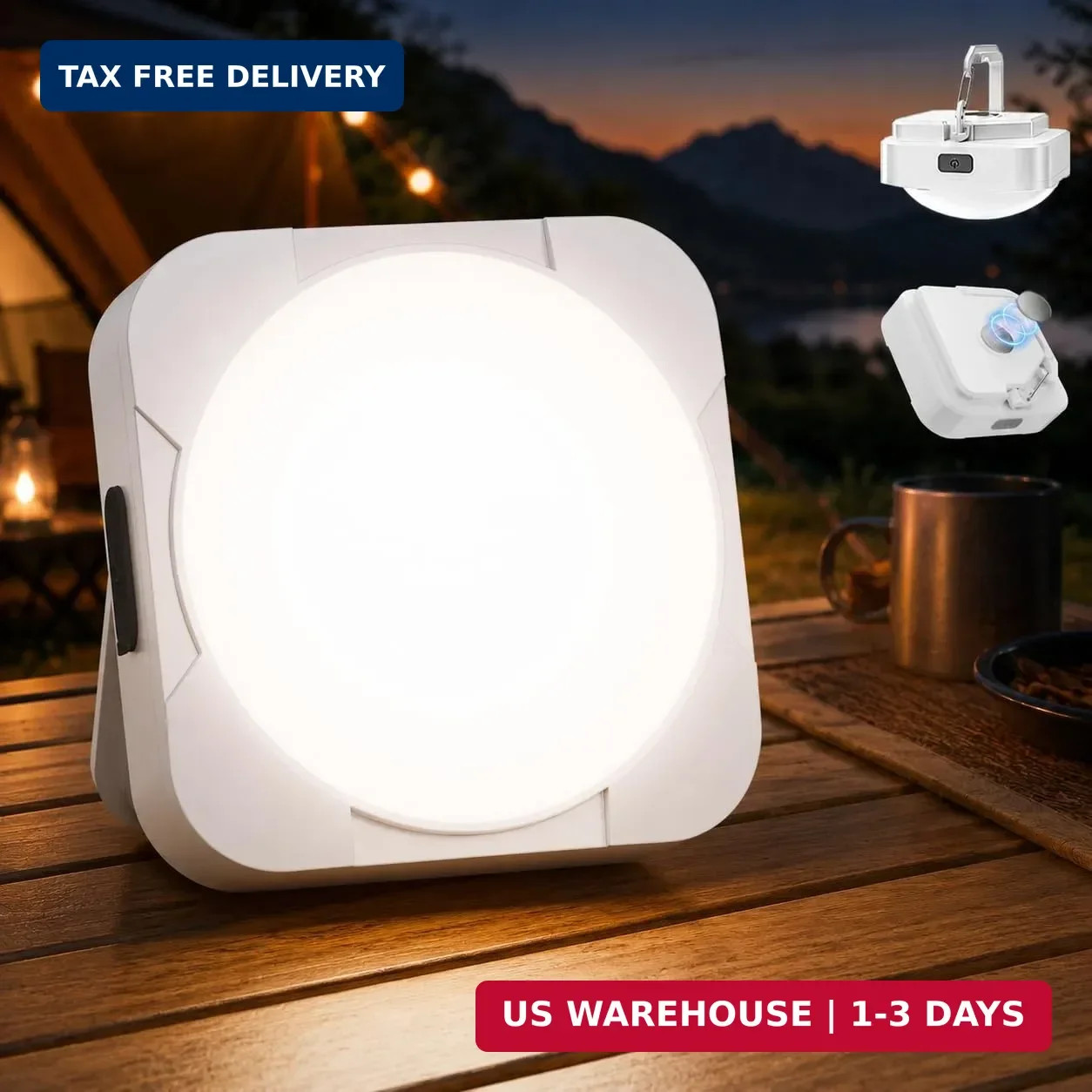 Rechargeable LED Camping Tent Light: 2000mAh Battery Powered Tent Lantern with M