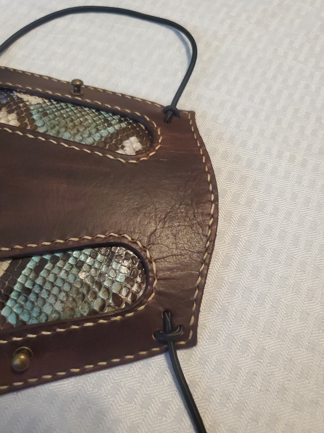 Custom Archery Armguard Snakeskin And Leather. Easy On Easy Off